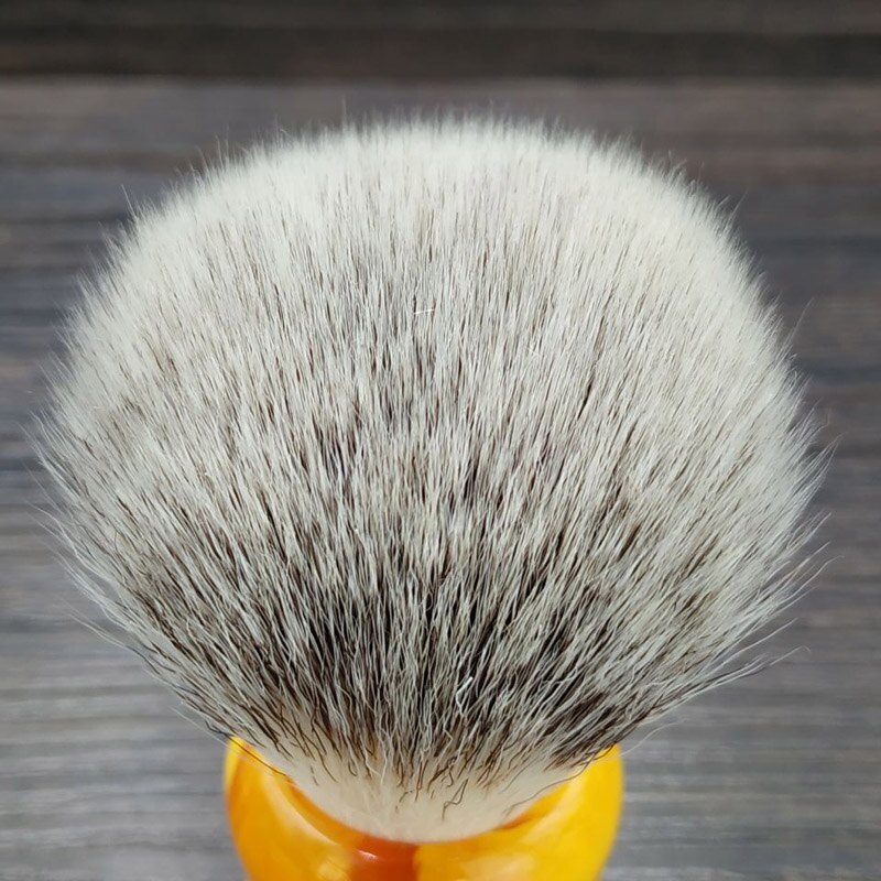 Dscosmetic-brocha de afeitar para hombre, pelo sintético de 26mm suave, mango de resina ámbar, herramienta de afeitado tradicional en húmedo