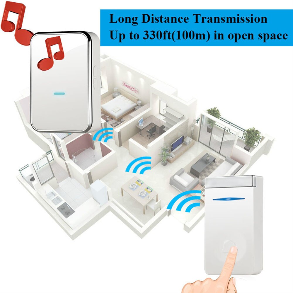 Self generation Wireless Doorbell, Waterproof Door Chime Kit Operating Over , 45 Melodies, CD Sound doorbell
