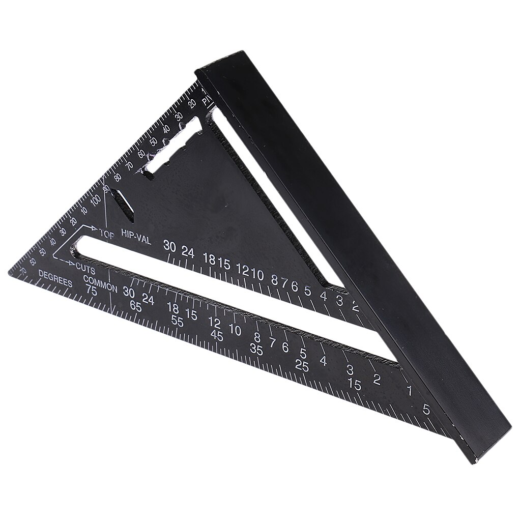 7 Inch Metric Aluminum Alloy Triangle Angle Protractor Black Drawing Tools Setsquare