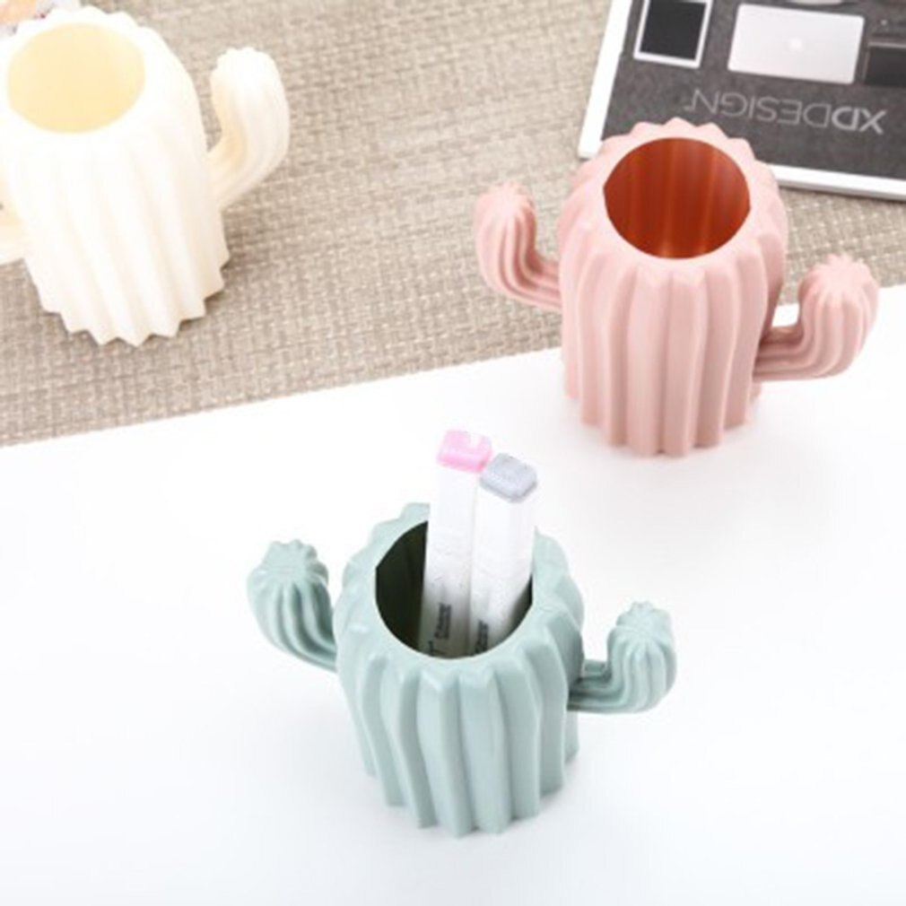 Multifunction Desk Cup Organizer Cactus Shaped Magnetic Pen Holder Pencil Pot Home Office Desk Stationery Storage Box