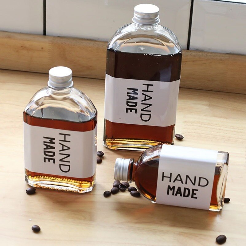 Bouteilles en verre avec bouchon inviolable de 100 à 350 Ml, flacon de poche vide, pour vin, Whisky, Vodka, Brandy, sans plomb, 6 pièces