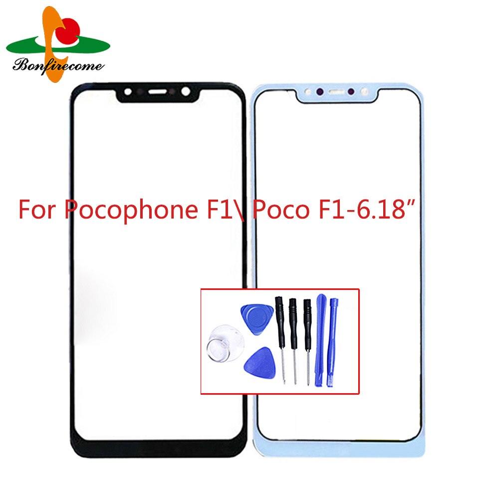 För xiaomi pocophone  f1\  poco  f1\m1805 e 10a lcd front pekskärm glas ytterlins byte