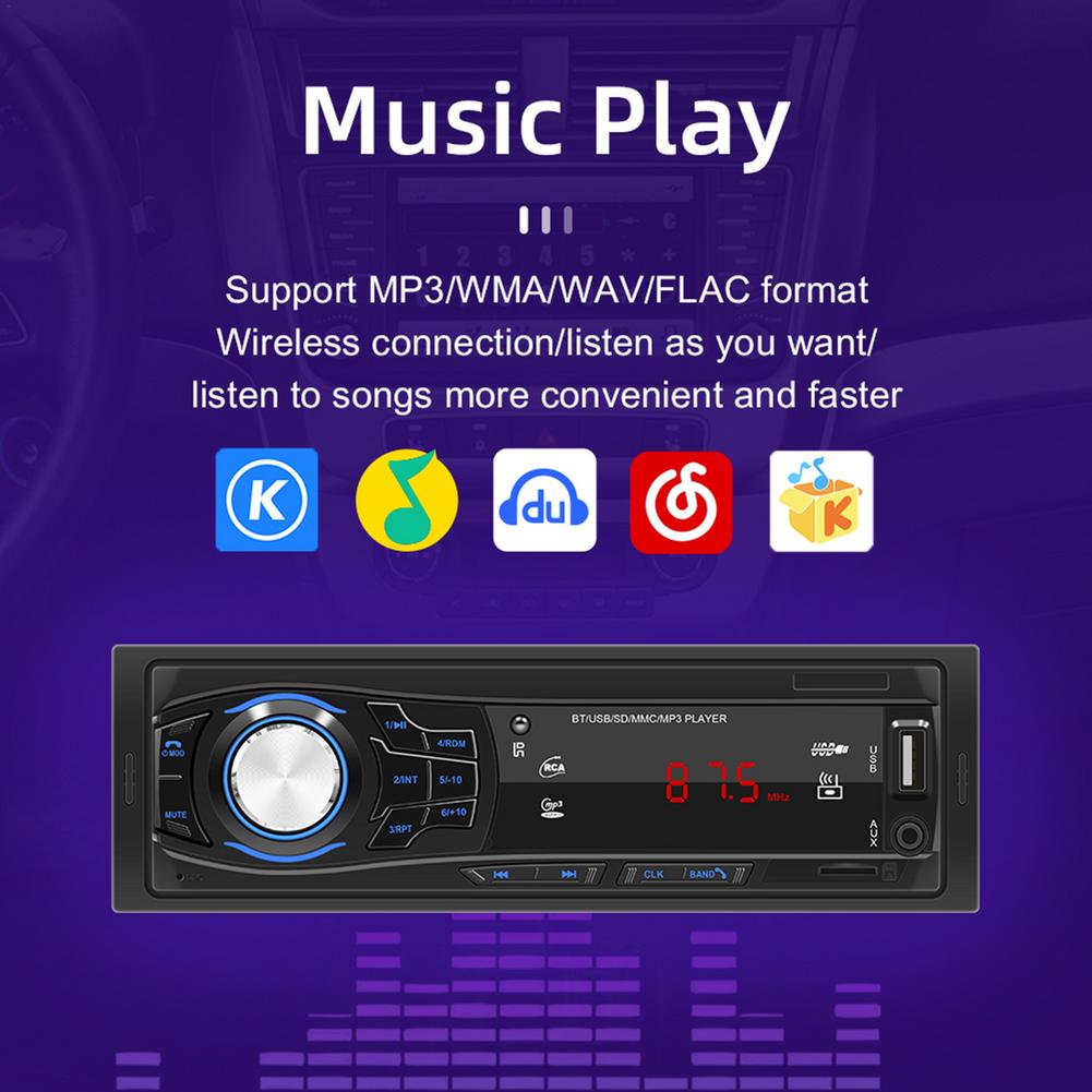 12V 1 Din Autoradio Speler Bt Stuurwiel Afstandsbediening Stereo Fm MP3 Usb Sd Aux-ingang Audio multimedia Autoradio Speler