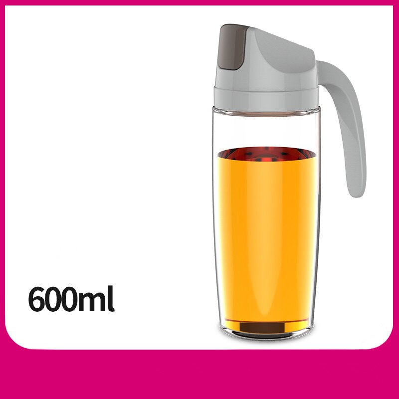 Glas olivenolie flaske premium eddike beholder køkken sojasovs flaske glas eddike opbevaring flaske madlavningsværktøj: 600ml grå