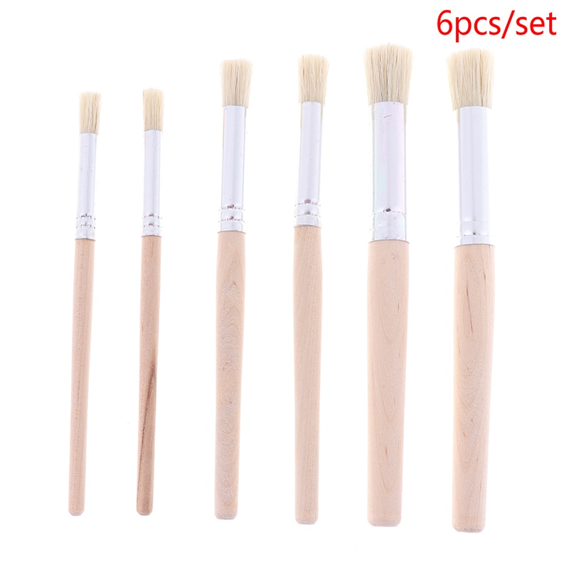 6Pcs Hout Staven Haren Tekening Hollow Template Borstel Acryl Olie Borstel Schilderij Borstel Set Art Supplies