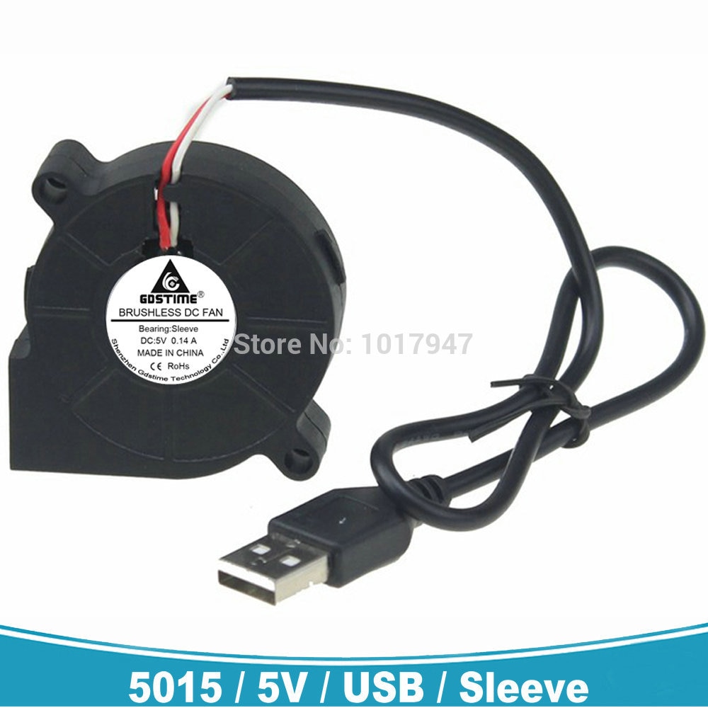 2 pcs Gdstime 50mm x 15mm 5 V USB Borstelloze DC Cooling Uitlaat Blower Fan 5015 S