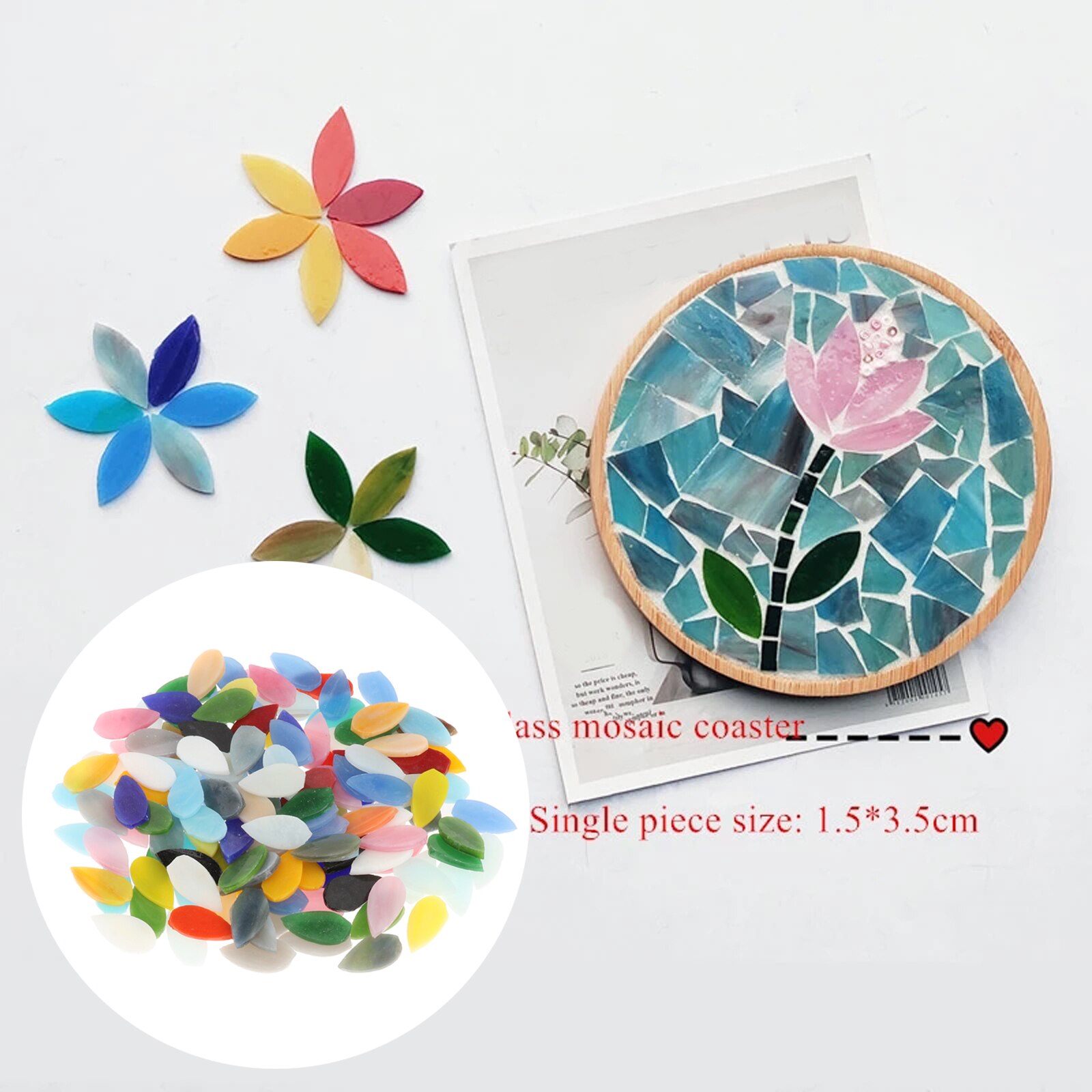 150x Water Mosaic Tiles Flower Leaves Hand-Cut Crafts Pots Decoration