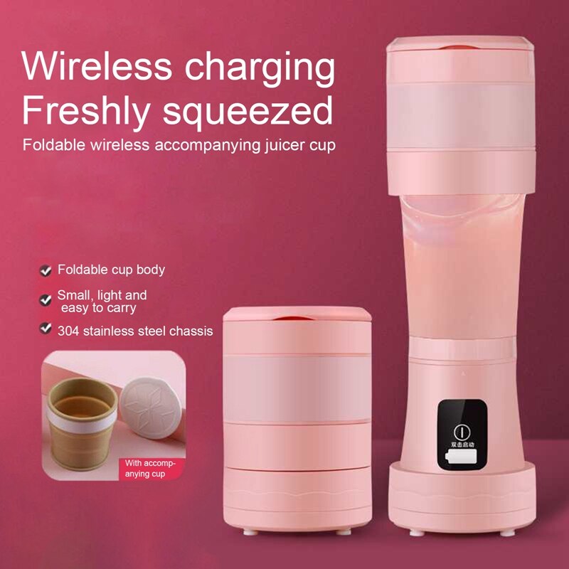 Usb Oplaadbare Draagbare Juicer Cup Mini Juicer Elektrische Opvouwbare Telescopische Juicer Cup Sap Cup Vruchtensap Mengen Cup