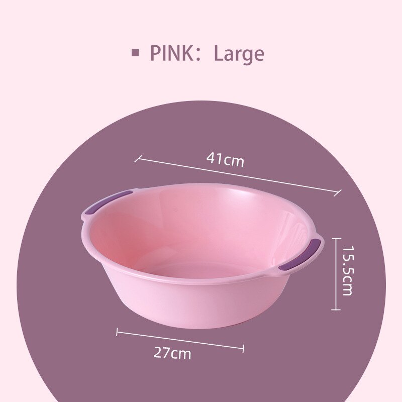 Household Large Thickened Baby Washing Clothes Plastic Washbasin Kitchen Fruit Dish Basin Student Dormitory Washbasin Washbasin: Pink Large