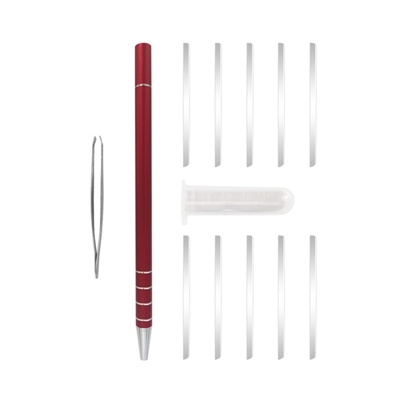1Stck Frisur Gravierten Kugelschreiber + 10Stck Klingen Haar Trimmer Haar Styling Augenbrauen Rasieren Salon Diy Frisur: rot