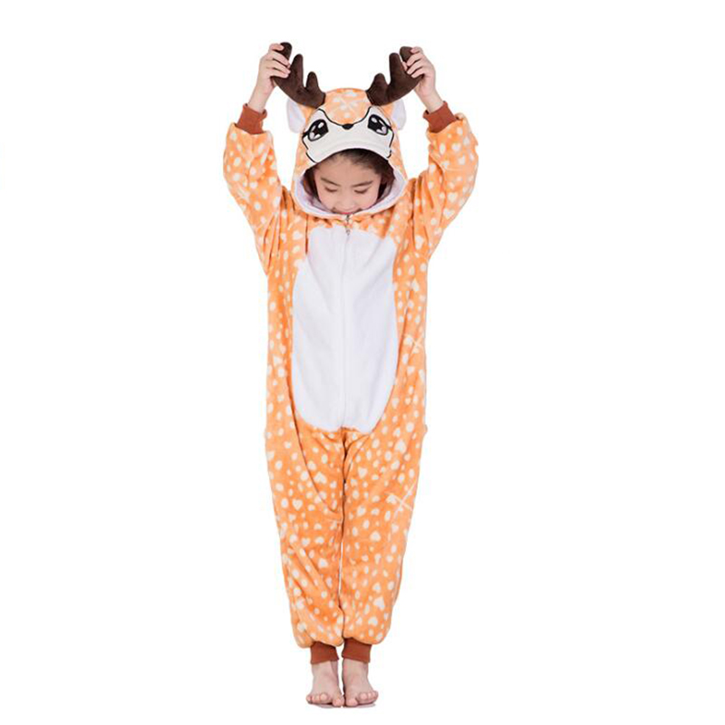 Niños animales unicornio Tigre kigumi set de pijamas de invierno Onesies niños Navidad Elk pijamas niños niña mono de franela: Elk / 8 años