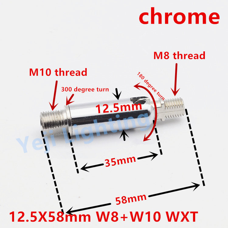 Universal head M10 M8 inner thread outside teeth 180 degree turn ceiling rose canopy adapter lamp base connector iron plating