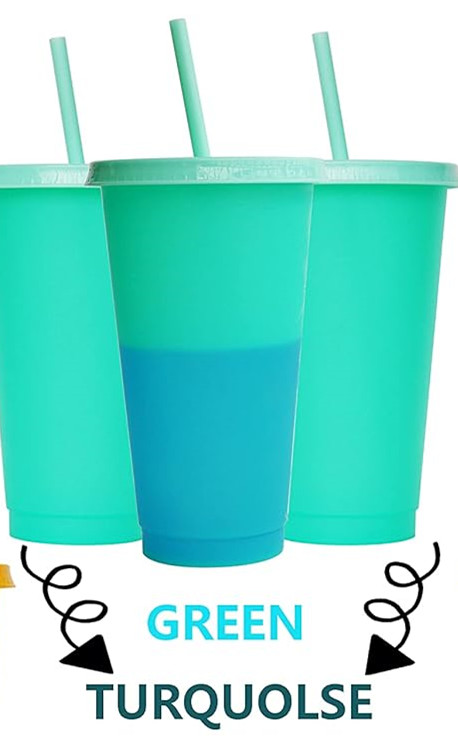 1pc søde plastikkrus med låg og sugerør til iskaffe, genanvendelige i 24 oz farver, til voksne, børn, kvinder, fester: Grøn