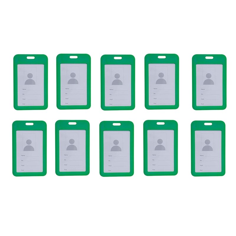 10Pc ID Holder with Neck Lanyard Strap ID Badge Holder Clear Waterproof ID Card Holder with 1 Credit Card Slot: Green
