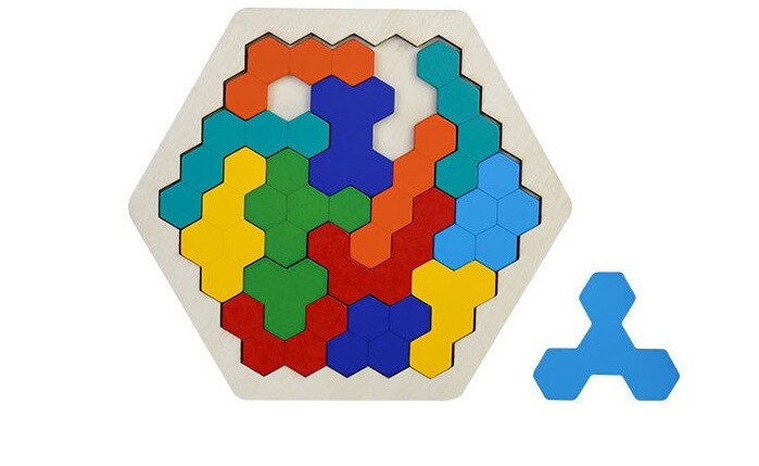 Rompecabezas de madera Hexagonal geométrico para niños, puzle de desarrollo intelectual, diversión, visión en Color, educativo, Toy3D, educativo: NO.3250