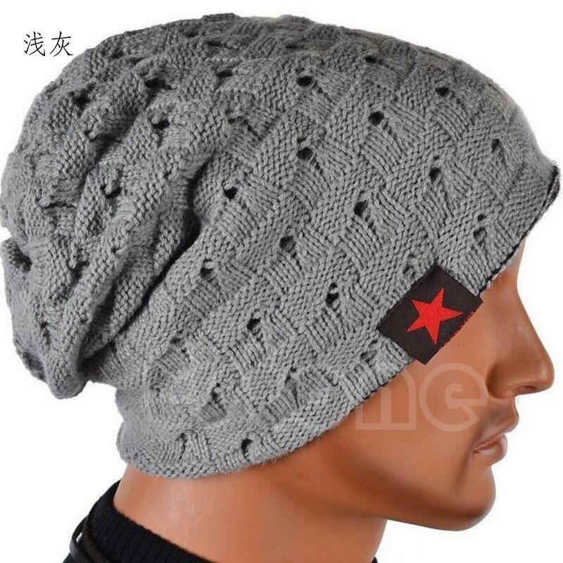 Invierno de los Hombres Calientes estrella cráneo grueso sombrero de las mujeres de punto gorro Reversible Baggy Snow Cap hombre capuchón de gran tamaño Causal Accesorios