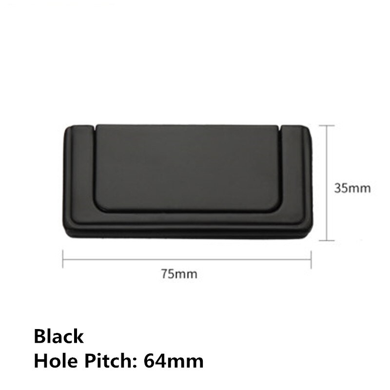 No Punching Zinc Alloy Modern Hidden Knobs Kitchen Cabinet Cupboard Door Drawer Handles Wardrobe Hidden Pulls 32mm/64mm: Black  64mm