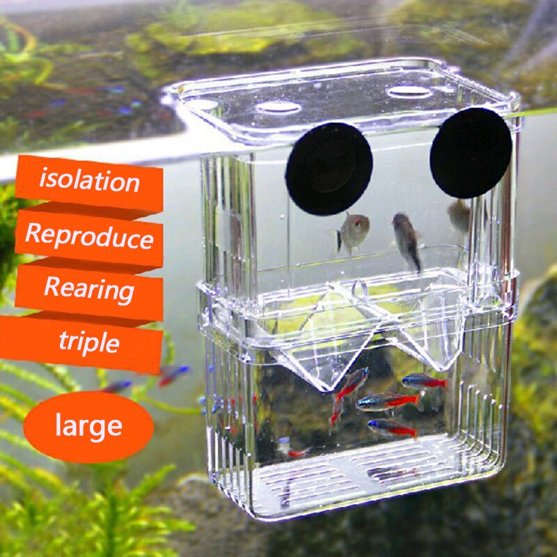Acrylic Fish Tank Aquarium Box Small Fish Isolation Net Tropical Fish Breeding Box Production Box Hatchery Incubator Holder