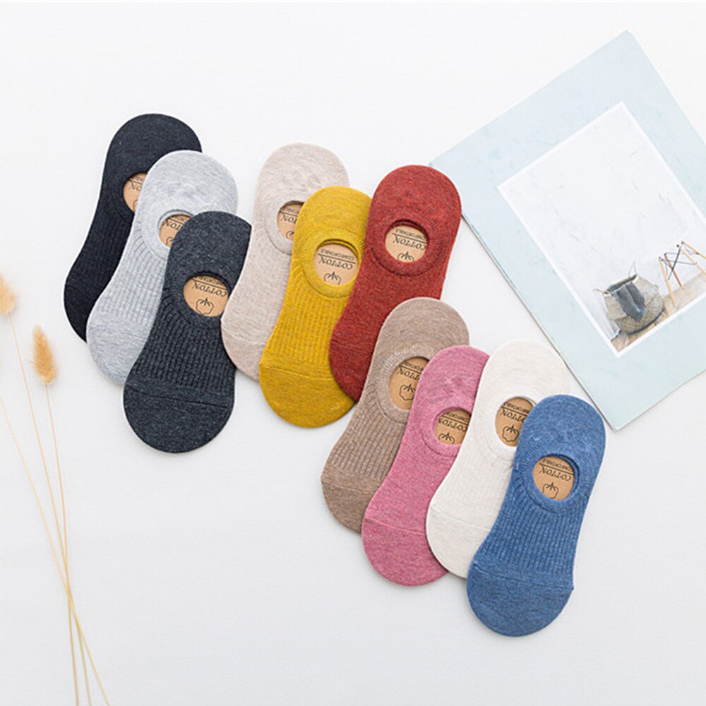 1 Pair Soft Women Socks Solid Color Shallow Mouth Breathable Comfortable Socks Women Cotton Non Slip Boat Cotton Socks