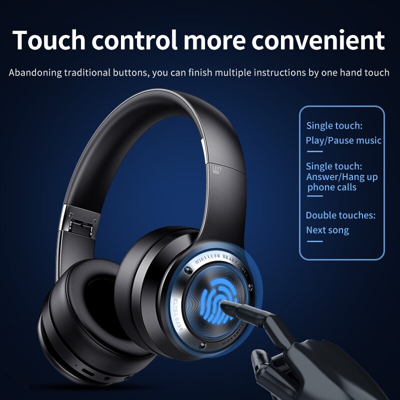 Picun B21 Bluetooth Headset Hoge Geluidskwaliteit Touch Control Draadloze Muziek Hoofdtelefoon Ondersteunt Tf Card