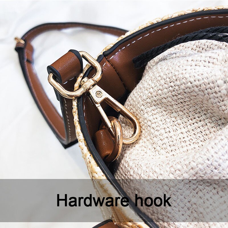 Vrouwen Straw Geweven Handtas Eenvoudige Verstelbare Bandjes Grote Capaciteit Messenger Bag FC55