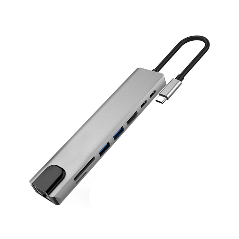 USB C Hub 8 in 1 Multiport Type C Adapter with 4K HDMI Port, Ethernet 1000Mbps RJ45 Port, USB-C Power , TF/SD Card Reade