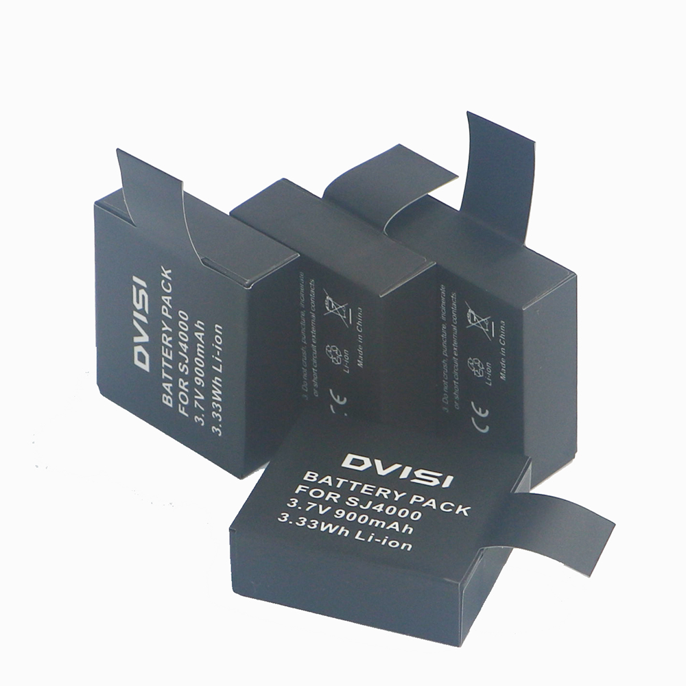 Dvisi 2 stk 3.7v 900 mah oppladbart li-ion batteri + oppbevaringsboks til  sj4000 wifi  sj5000 wifi  m10 sj5000x elite handling kamera