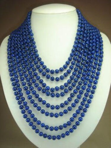 Fabriek Prijs Groo Sieraden Details Over 8 Rijen 6 Mm Blauw Lapis Lazuli Kralen Gem Necklacegirl Wedding Party, luxe Dubai
