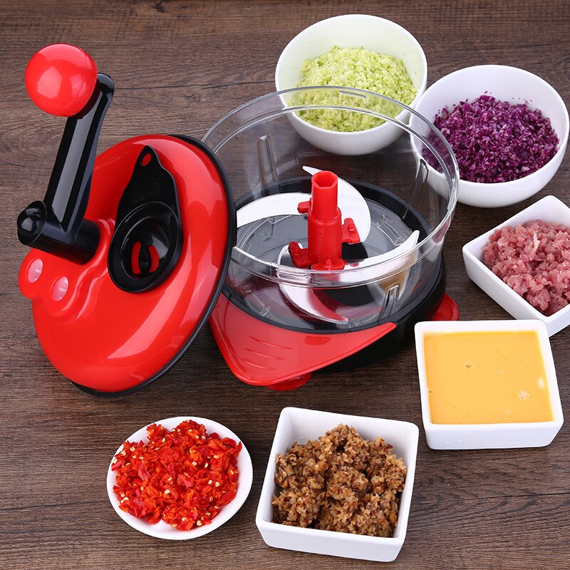 Manual Food Processor Portable Vegetable Meat Chopper Shredder Slicer Grinder Salad Maker Kitchen Tools 3 Speed Adjustable