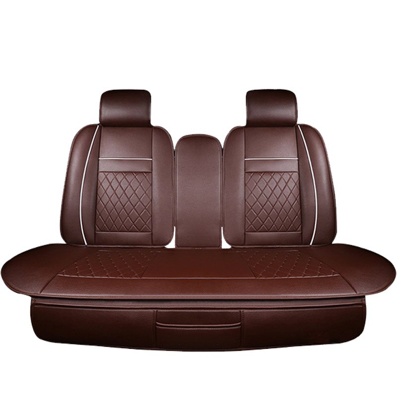 funda asiento coche Cuero de la PU Beige coche Set de funda de asiento de vehículo cojín para Mitsubishi Nissan Renault Peugeot Auto Interior accesorios para el coche accesorios productos: Rear Coffee