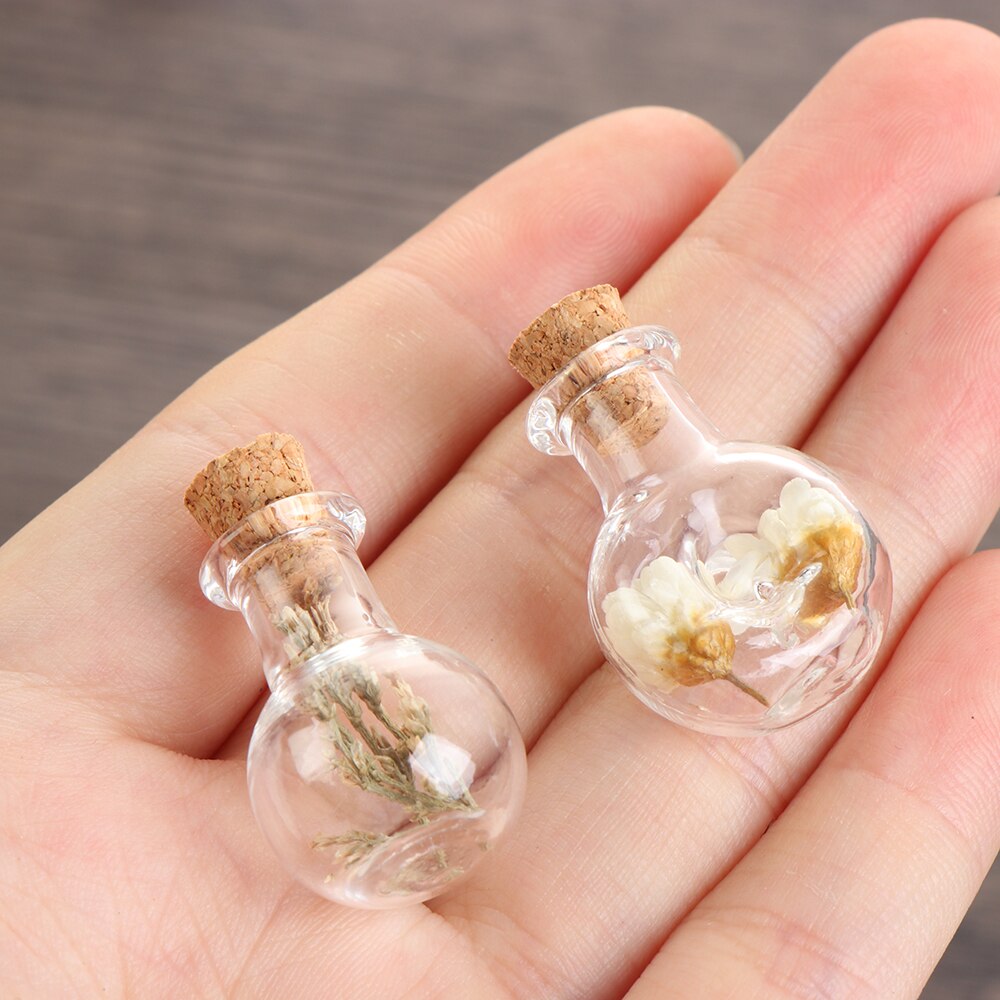 5Pc Mini Transparante Kurk Glazen Flessen Lege Sample Groene Kraal Potten Wishing Bulk Containers Decor Hangers Opslag Flacon