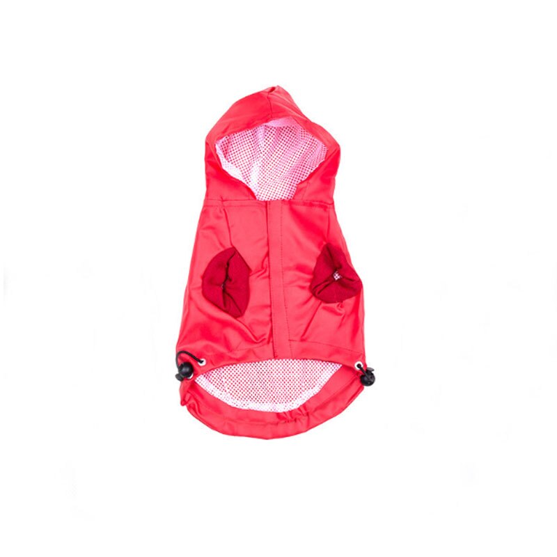 Hund reflekterende regnfrakke hvalp kat regnfrakke med hætte vandtæt og uv beskyttelsesjakke åndbar mesh hunde regntøj tøj: Rød / M