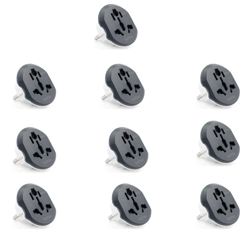 EU Universal Adapter,AU US UK CN To EU,Wall Socket EU Converter 2 Round Socket,AC 16A 250V Travel Power Adapter,3/5/10 Pcs/Set: 10 Pcs