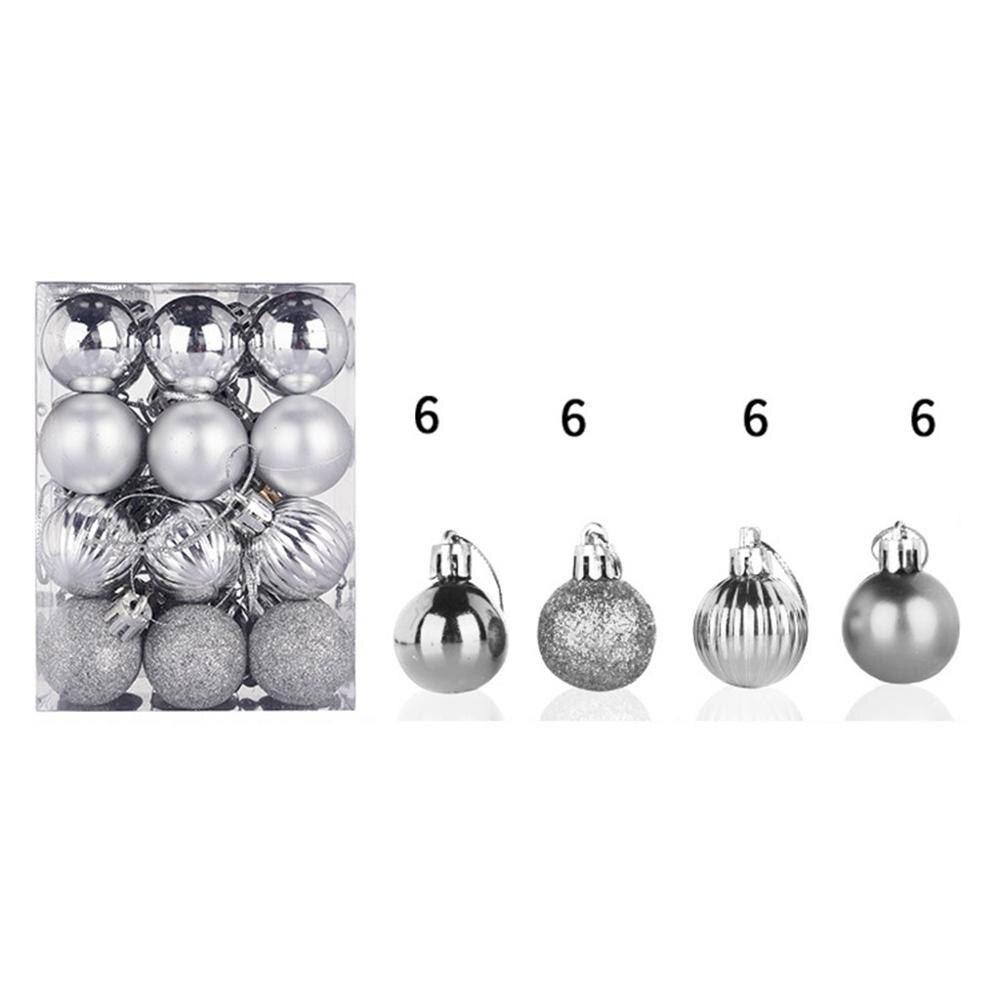 24PCS 30mm Christmas Ball For Christmas Tree Ornaments Hanging Home Party Xmas Decorations Navidad palline natalizie SD: Plum