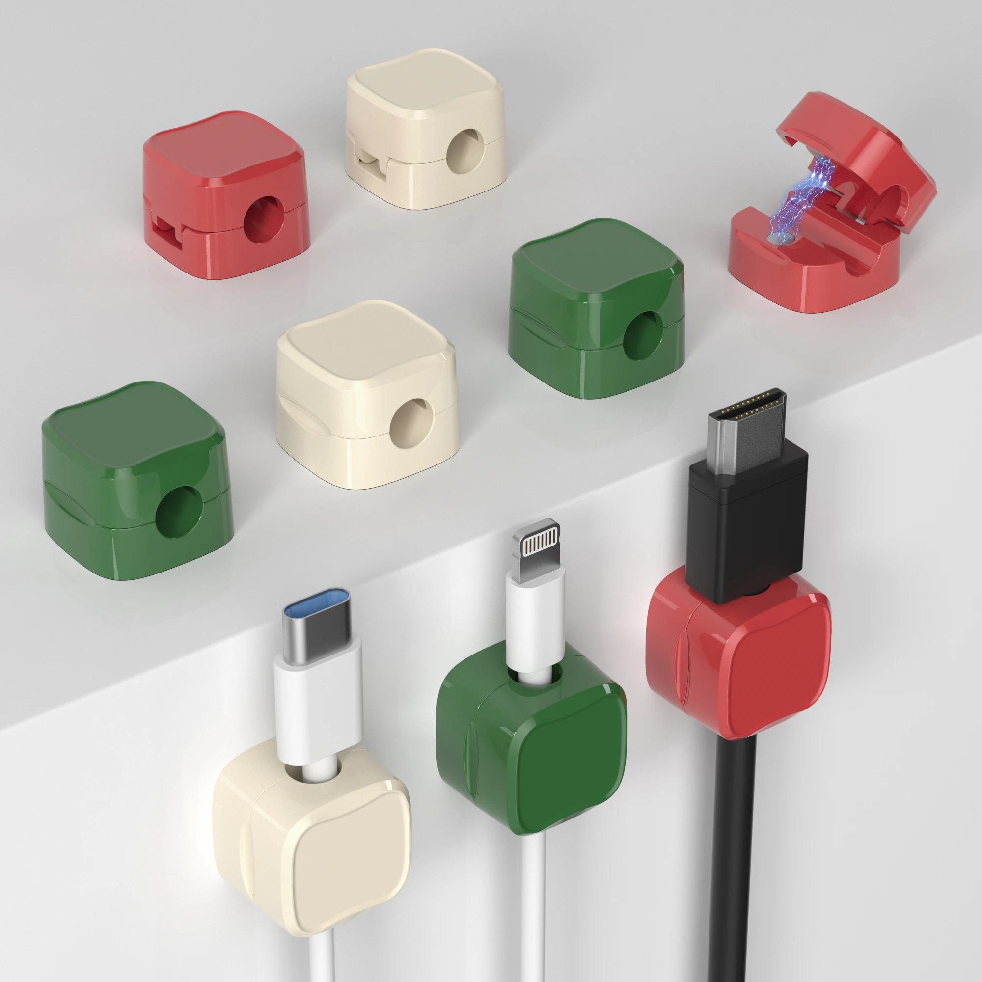 Organisateur de câbles, boîte de prise magnétique, enrouleur de câble en Silicone, Clips de gestion de câbles flexibles pour souris, écouteurs, câble de données de téléphone 6 pièces