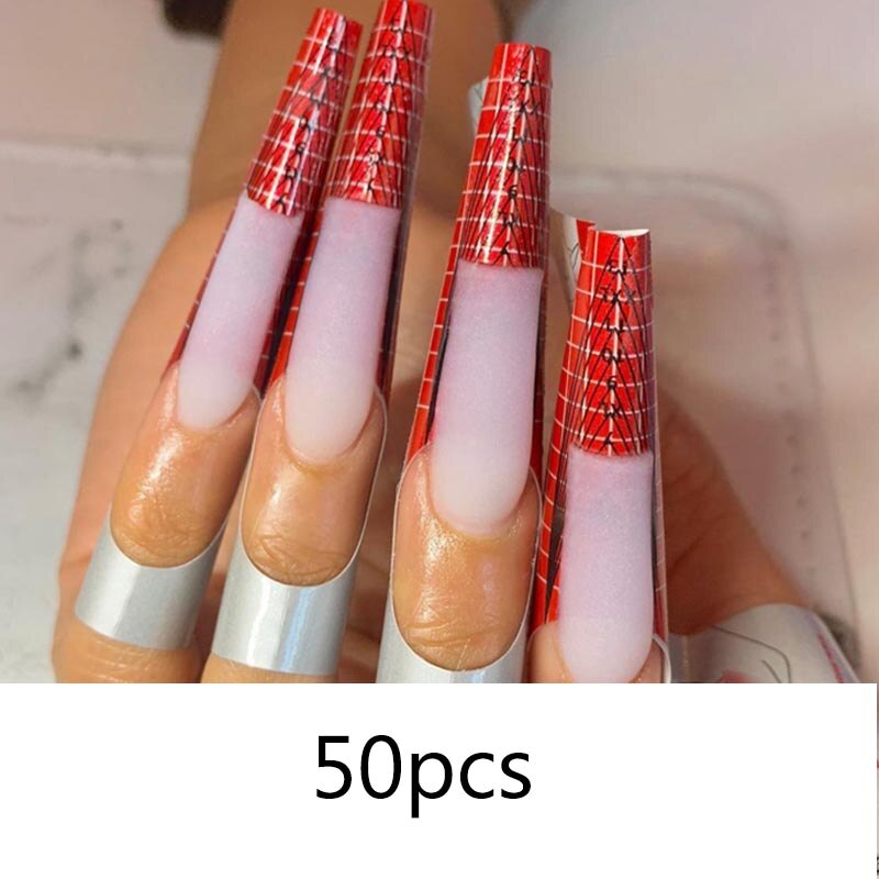 Nail Form Tips Extension Guide Stickers Self Adhesive Acrylic Nail System Sculpted Nails Form Tool: 50pcs