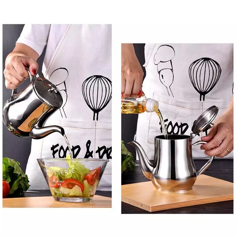 Oil Bottle Dispenser Stainless Steel Oil Can Dispenser Multifunction Oil Jar Storage Container Canister Pourer