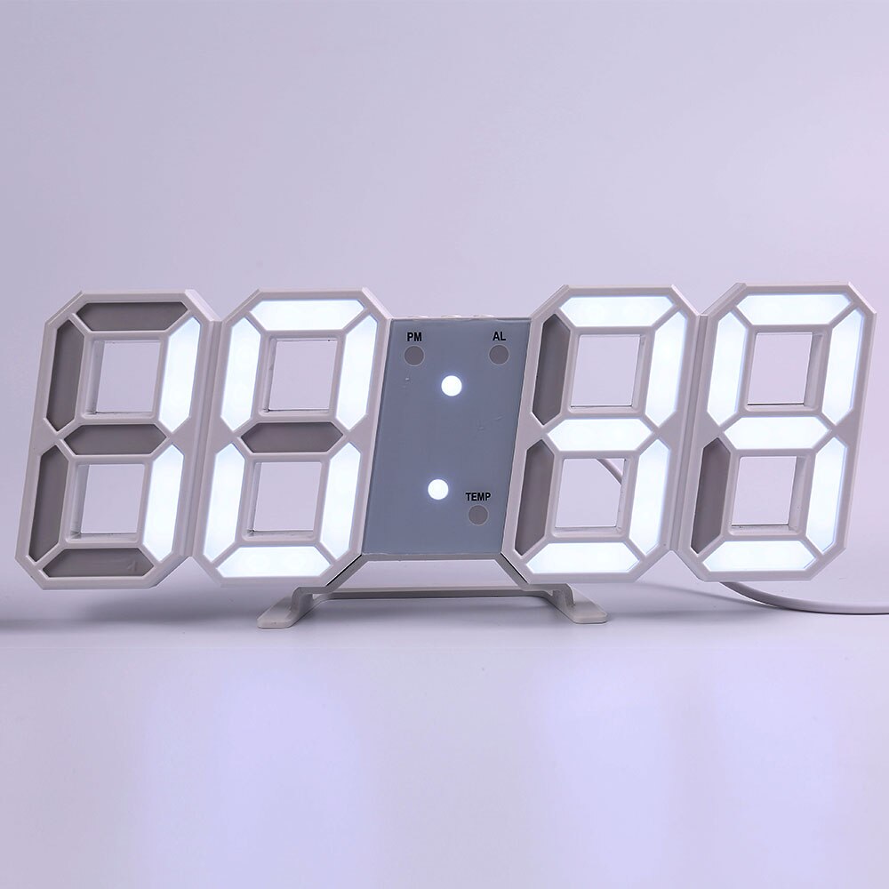 Wall Clock Watch Clock 3D Led Digital Modern Living Room Decor Table Alarm Nightlight Luminous Desktop: wall clock i