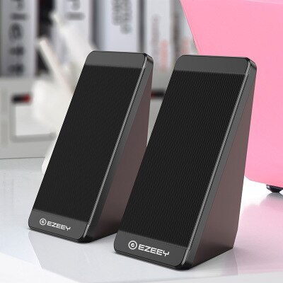 A Pair of Computer Speakers PC Speaker Horn for Laptop Desktop Phone Audio+USB Multimedia Wired Loudspeaker: Black