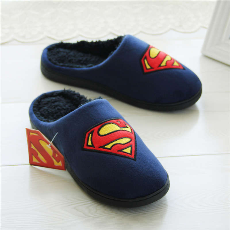 WEH slippers winter Men's shoes home plush House slippers Lovers men adult slipper man winter shoes fur slippers slides for men: Blue 1 / 37-38(Fits 36-37)