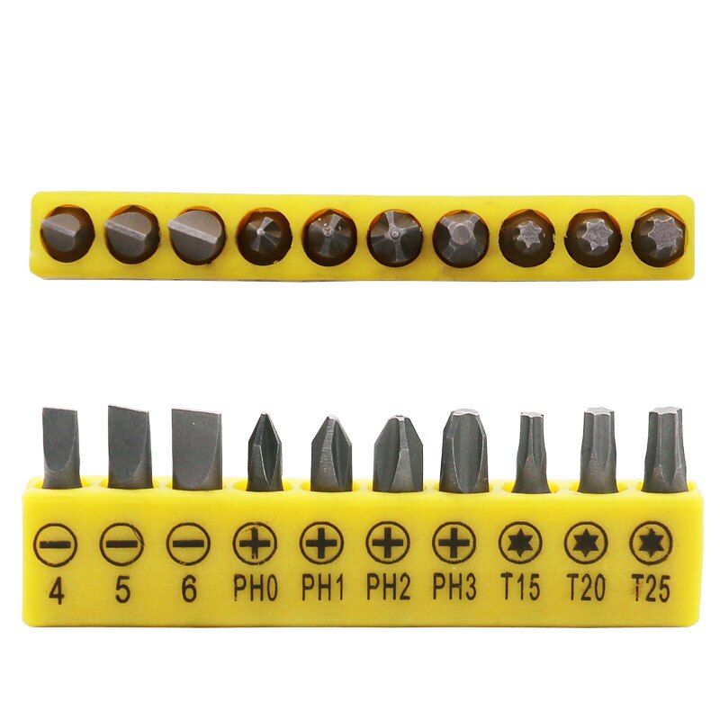 Dobbelt-l-formet mini-topnøgle 1/4 " 6.35mm skruetrækker boreværktøj: Skruehoved 10 stk