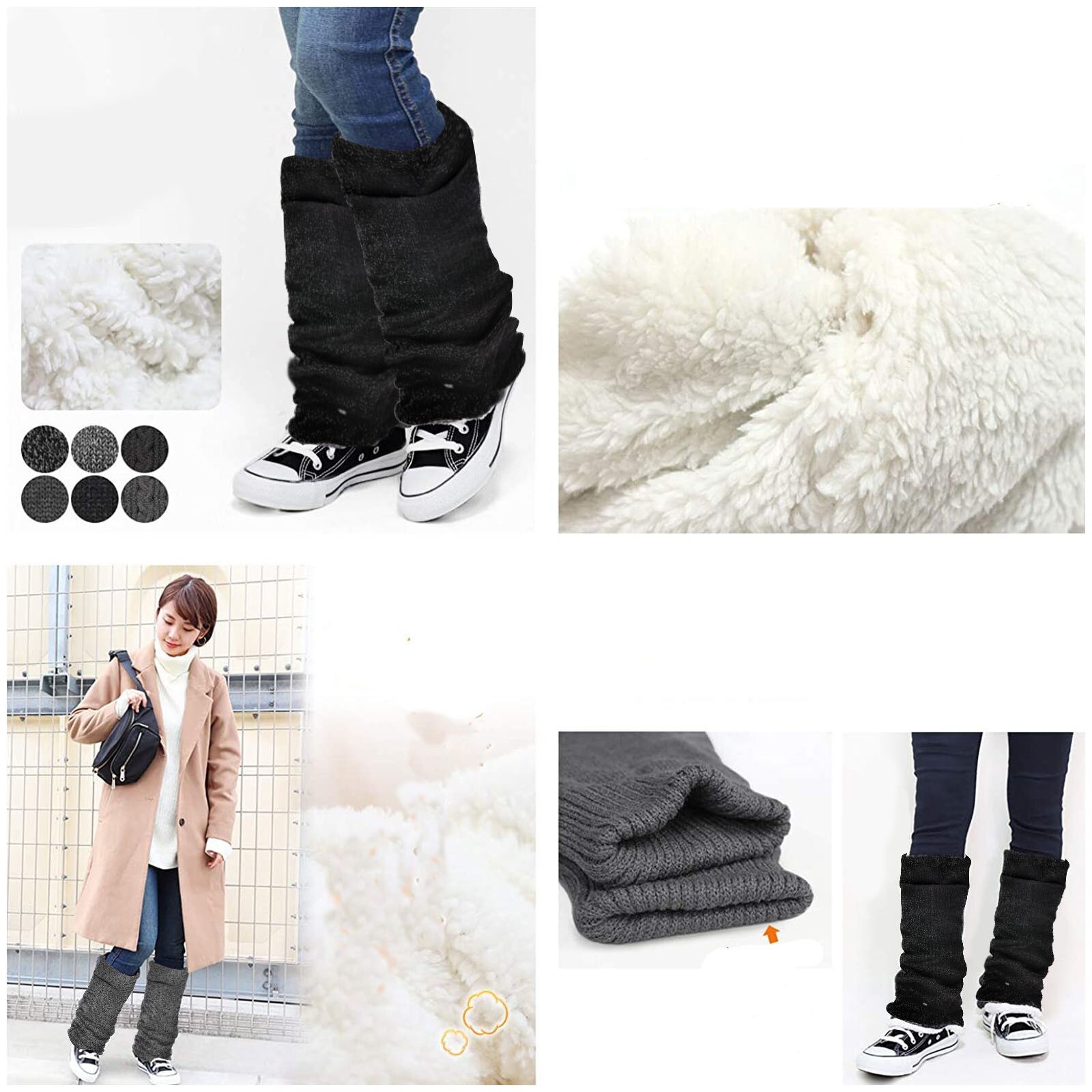 1 Pair Winter Warm Leg Warmer Women Knee High Knitted Solid Crochet Leg Warmers Socks Boot Cuffs Beenwarmers Socks