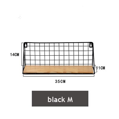 Home Office Wall Shelf Rack Iron Wooden Shelf for Kitchen Bedroom Office Decorative Wall Shelves Organizer DIY Desk Storage Rack: black m