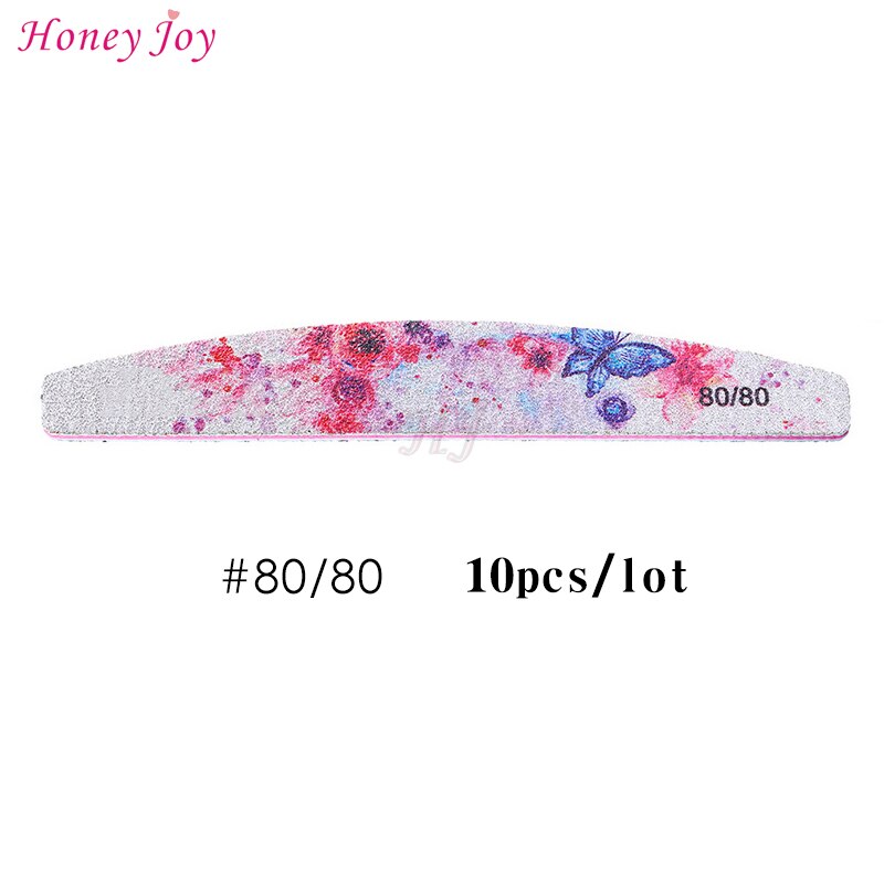Grit #80/#100/#180 Curve Dubbele Side Nagelvijlen Nagelvijl Buffer Schuurblok Polish wasbare Bestand Manicure Gereedschap: 10 pcs Grit 80