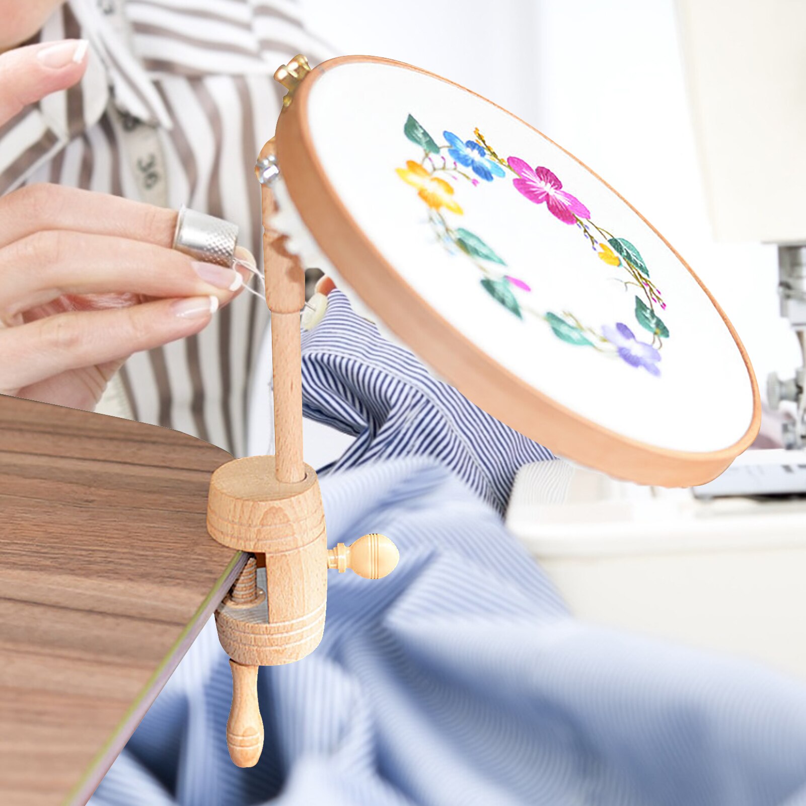 Wooden Embroidery Stand 360 Rotating Adjustable Desktop Stand Cross Stitch Rack Frames Embroidery Hoop Wood Cross Stitch Amazing