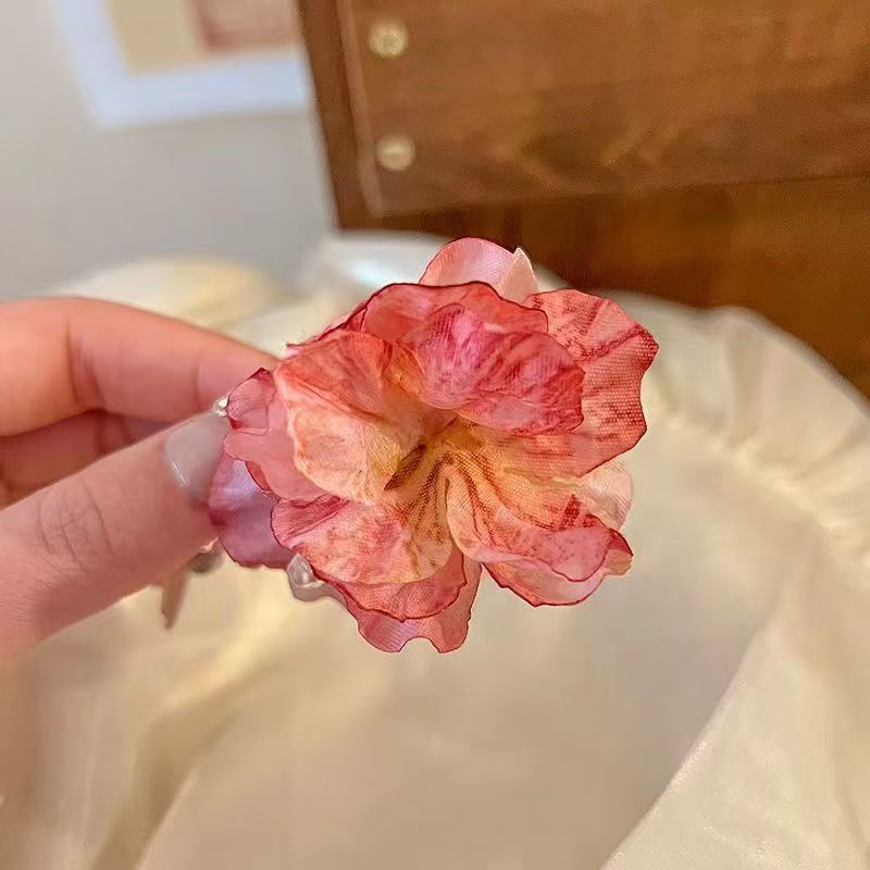1 pinza para el cabello rosa de media altura para mujer; Clip lateral de tamaño pequeño; Nueva pinza para el cabello con flores francesas de primavera; Accesorios para el cabello: Rosa