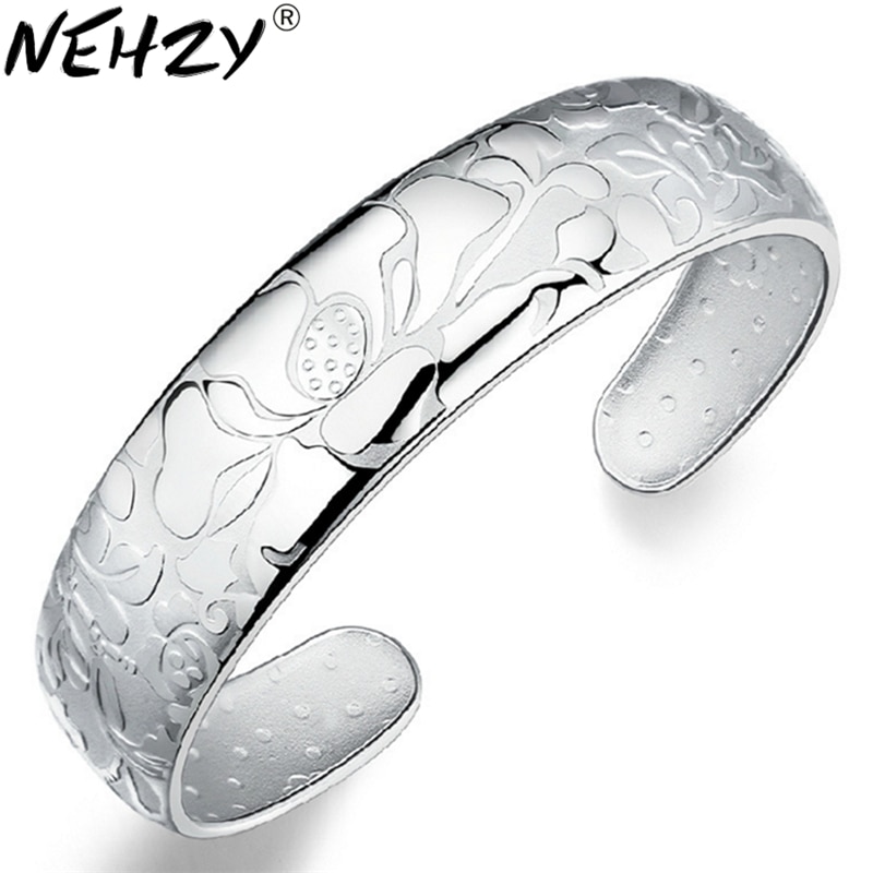 S999 Stamp One thousand fine silver bracelet 999 silver one thousand fine silver bracelet opening Lotus said jewelry