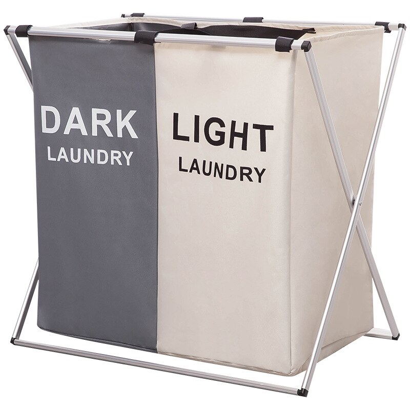 2 Divider 3 Divider Household Laundry Basket Hamper Sorter Box Bin Container Organizer for dirty cloth: 2 Divider Grey