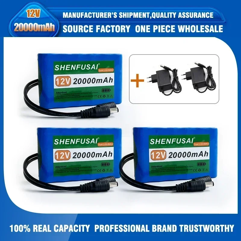 Portable Super 12V 30000mah Battery Rechargeable Lithium Ion Battery Pack Capacity DC 12.6v 30Ah CCTV Cam Monitor + Charger: GRAY