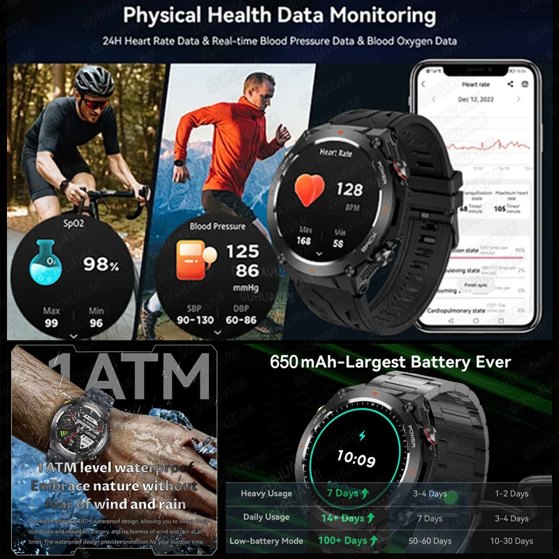 Para xiaomiimilitar certificação gps smartwatch 1.43 ''tela amoled bússola barômetro ip68 à prova dip68 água esportes pulseira de fitness